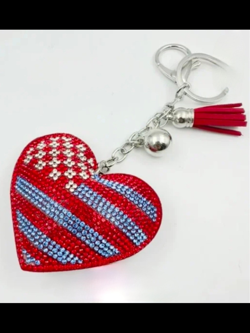 Rhinestone First Responder Heart Keychain NWT